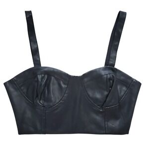 Bakers Black Faux Leather PU Corset Bustier Bra Top Women's Size Small NWT